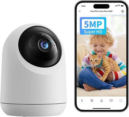 SwitchBot 3K/5MP Indoor Camera - Pan/Tilt Baby & Pet Monitor, 2.4G Wi-Fi, Night Vision, 2-Way Audio, 360° Tracking, Privacy Mode, Alexa, Cloud & SD Storage.