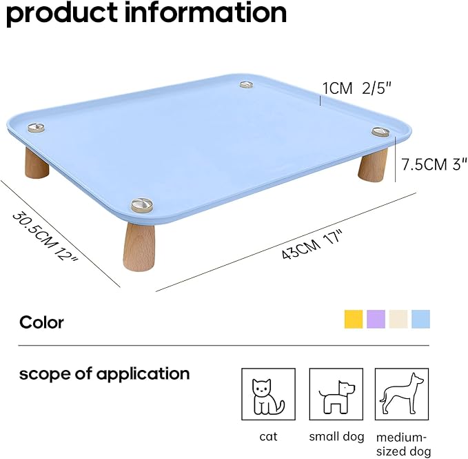 Large Elevated Cat & Dog Bowl Stand,3 inch Height Raised Feeder Compatible with Most Automatic Pet Feeders & Water Fountains, Anti-Slip & Spill-Proof Large Pet Food Tray,17 x 12 Inches (Blue)