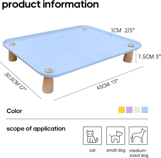 Large Elevated Cat & Dog Bowl Stand,3 inch Height Raised Feeder Compatible with Most Automatic Pet Feeders & Water Fountains, Anti-Slip & Spill-Proof Large Pet Food Tray,17 x 12 Inches (Blue)