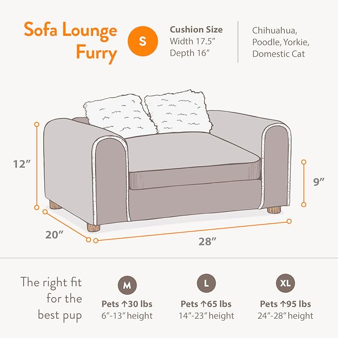 Moots Furry Pet Sofa Lounge, Chocolate, Small