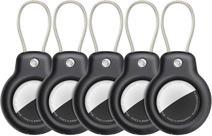 SPGUARD for AirTag Holder Case with Keychain 1st/2nd Air Tags-5 Pack for Apple Air Tag Holder with Wire Cable Lock Key Ring Chain Air Tagholder Accessories for GPS Item Tracker Kids,Keys,Luggage