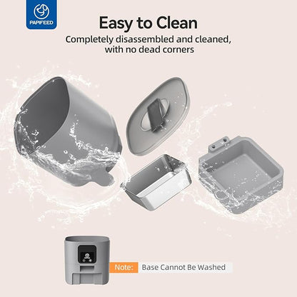PAPIFEED Automatic Cat Feeder, 2.4G WiFi Cat Food Dispenser with App Control, 6L Timed Cat Feeders for Dry Food, Detachable for Easy Clean, Dual Power Supply, up to 10 Meals per Day, Gray