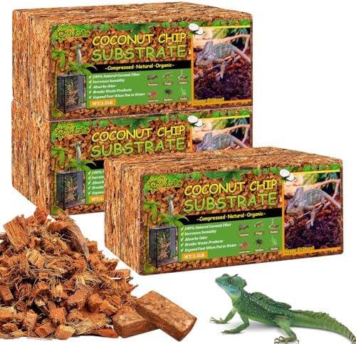 Riare 6Pack Coconut Husk Chip for Reptiles, 6.6 LB Coconut Fiber Substrate