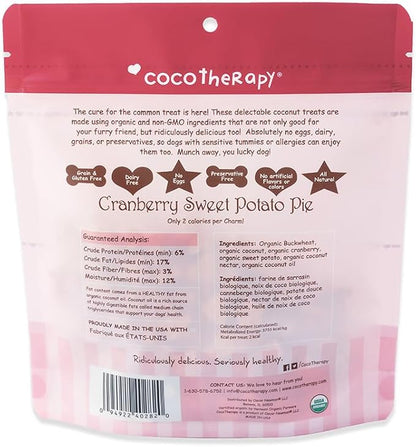 CocoTherapy Coco-Charms Training Treats, 100% USDA Certified Organic, Non-GMO, Vegan, 100% Human Grade, Cranberry Sweet Potato Pie, 5 oz.
