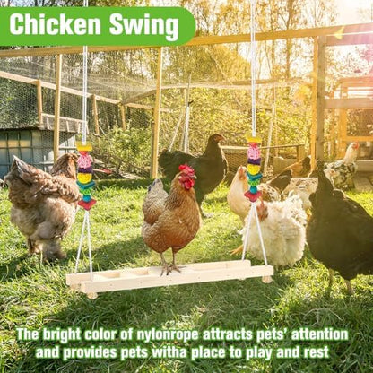 Jorewood Chicken Coop Swings, Outdoor Poultry Exercise Perch for Hens, Roosters