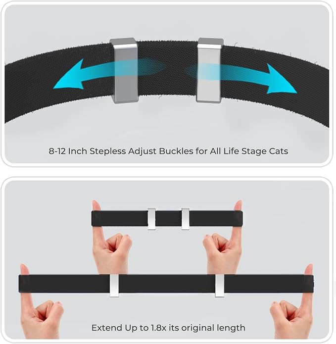 AirTag Cat Collar, Ultra Elastic Cat Tracker Collar (Black) | Compatible with Apple Air Tag Holder, Lightweight, Scratch Resistant, Stepless Adjustable Pet Tracking Collars for Cat Kitten
