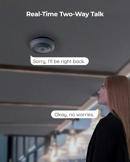 REOLINK WiFi Security Fisheye Camera, 2K+ 6MP 360° Panorama, 2.4/5GHz WiFi Indoor Wireless Security Camera, Person Motion Detection, Supports up to 512GB microSD, Ceiling/Wall/Desk Mount, FE-W (Black)