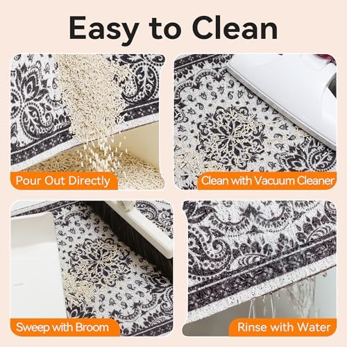Cat Litter Mat, 24"x15" High Density PVC Litter Rug Trapping Mat, Non-Slip, Waterproof & Urine-Proof Kitty Litters Catcher Mats, Keep Floor Clean, Soft on Kitten Paws, Cat Essentials Black