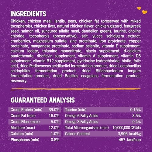 Stella & Chewy's Raw Coated Cat Food - High Protein, Grain-Free Kibble with Cage-Free Chicken - Premium Digestive Support with Probiotics - Natural Small Kibble - Perfect For Picky Eaters - 2.5lb Bag
