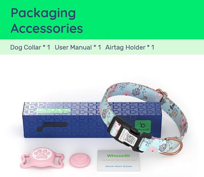 Premium AirTag Dog Collar,with IP68 Waterproof Airtag Holder,Stylish Design | Cute Pattern Original,Soft,Breathable,Lightweight,Ultra-Durable Buckle,Adjustable,Comfortable for Small Medium Large Dogs