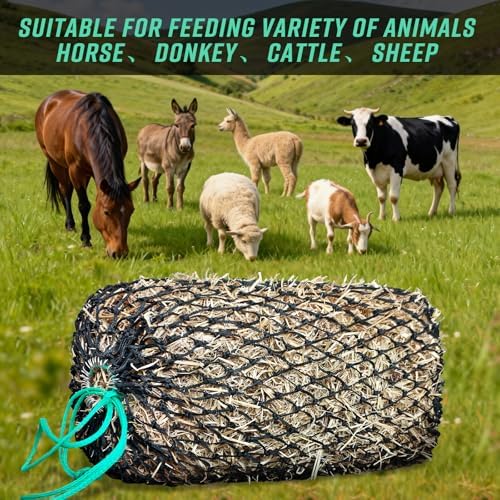 Slow Feed Hay Net, Square Bale PE Horse Hay Net with Drawstring
