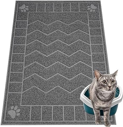 Cat Litter Box Mat, 35" x 24" Large Waterproof Litter Trapping Mat