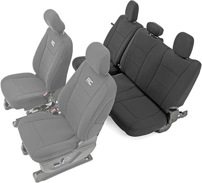 Rough Country Neoprene Rear Seat Covers for Ford F-150, Lightning, F-250 & F-350 (2015-2026) Crew Cab w/ Rear 60/40 Split