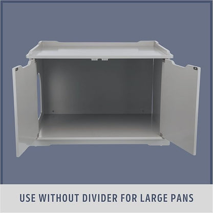 Trixie XL Furniture Litter Box Enclosure (White), Hidden Litter Box for Cats with Openings on Either Ends & Large Ventilations Slots, Double Doors for Easy Cleaning, Removable Divider