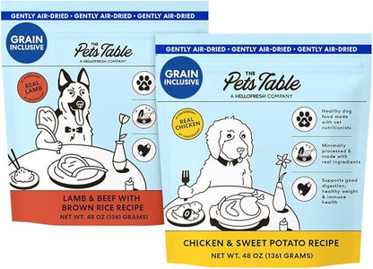 The Pets Table Grain Inclusive Air Dried Dog Food 2 Pack - Chicken & Sweet Potato + Lamb & Beef, 48 Ounce (Pack of 2)