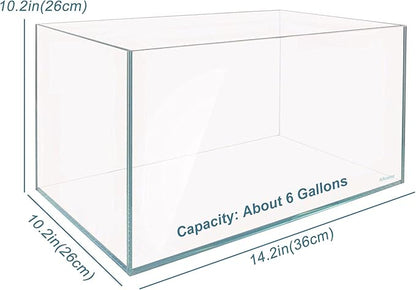 Allcolor Ultra Clear Rimless Aquarium Tank 6-60 gallons Low Iron Glass (6Gal)