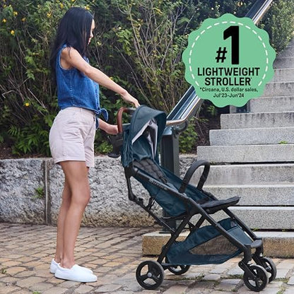 Ingenuity 3Dquickclose CS+ Compact Fold Stroller – Lightweight Stroller with Oversized Canopy, Extra-Large Storage and Compact Fold, Deep Ocean
