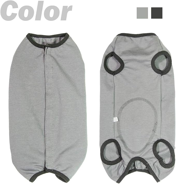 Dog’s Recovery Suit Post Surgery Shirt for Puppy, Wound Protective Clothes for Little Animals(Grey-l)