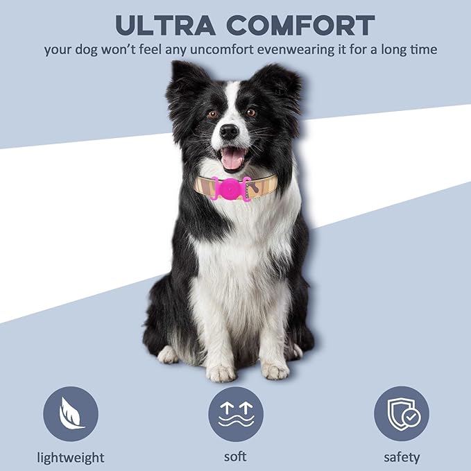 GPS Tracker for Dogs, Mini GPS Cat Tracker, IPX8 Waterproof GPS Trackers for Cats with Holder, No Monthly Fee, Work with Apple Find My(iOS Only), Smart Trackers for Dogs-YGPink-4