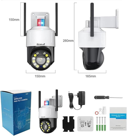 JideTech 4K 8MP Security Camera Outdoor, 5X Optical Zoom, PTZ Camera WiFi 2.4/5GHz, Red & Blue Light Alarm, Color Night Vision Floodlight, Auto Tracking, Human Vehicle Pet Detection