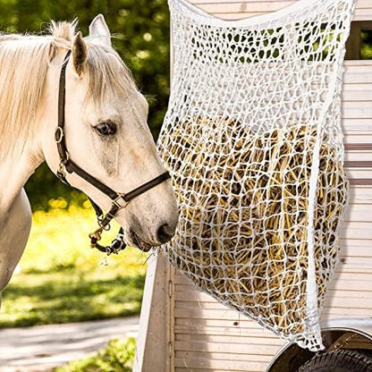 Fabbay 2 Pcs Slow Feed Hay Net for Horses, 24 x 35 Inch Hay Bag, White