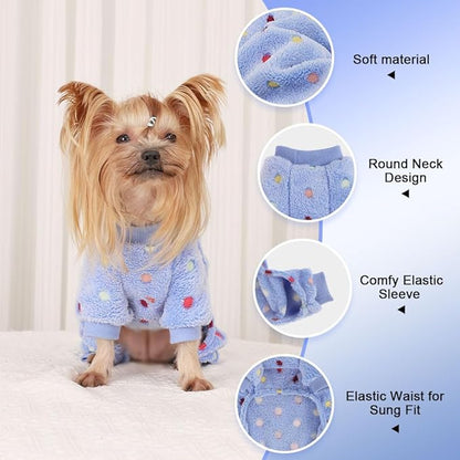 YIKEYO Dog Pajamas for Small Dogs Boy and Girl,Cotton Small Dog Sweater, Stretchable Pet Jammies Puppy Outfits for Dogs Female Male, Winter Doggie Pjs Clothes(Blue, S)