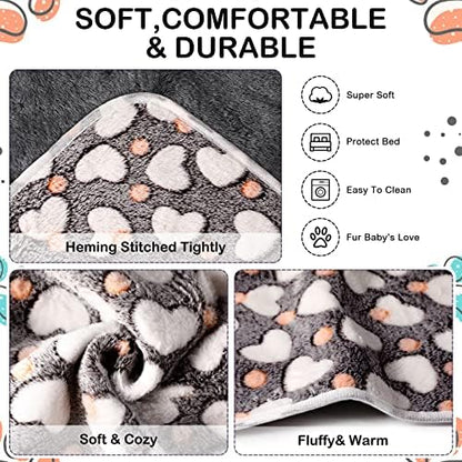 Reginary 4 Pcs Guinea Pig Fleece Cage Liners, Heart Pattern, 35 x 24 Inch