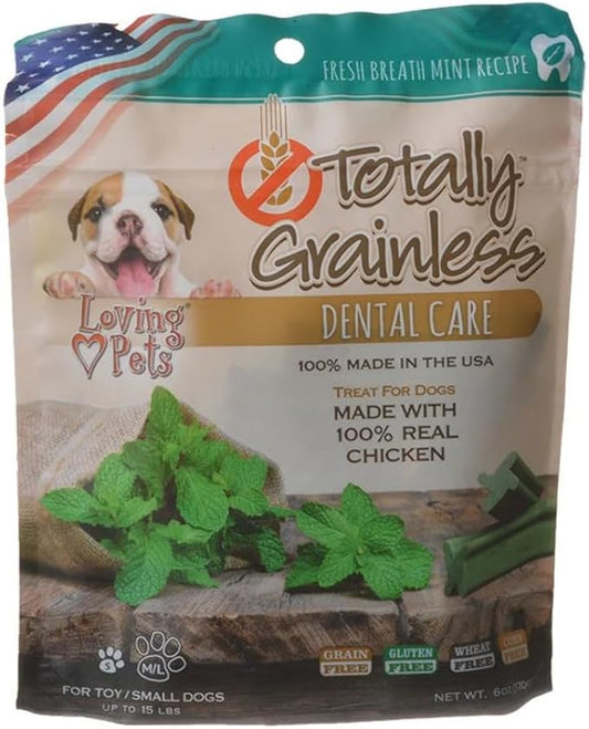 Loving Pets Totally Grainless Fresh Breath Mint Recipe Dental Care Toy For Small Dogs (1 Pack), 6 Oz, (5313)