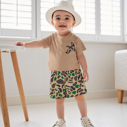 Toddler Baby Boy Clothes 6 12 18 24 Months Summer Outfit Short Sleeve T-Shirt Tops Camo Shorts Set 2T 3T 4T