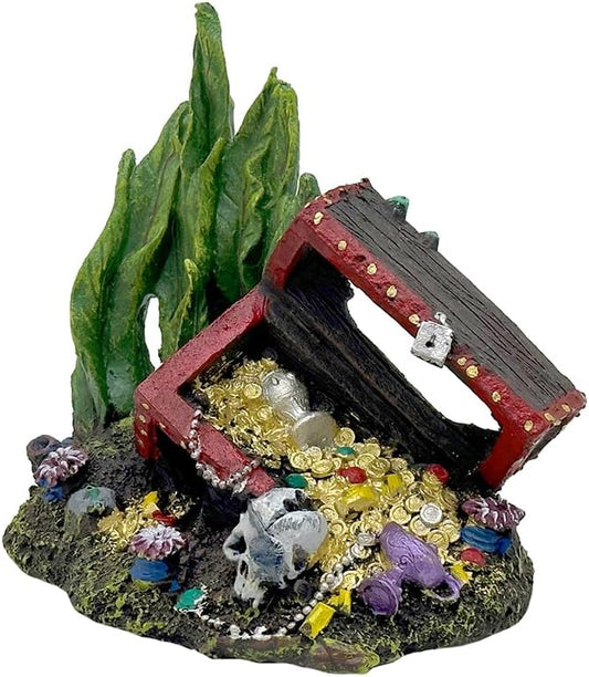 Exotic Environments Sunken Treasure Chest Aquarium Ornament, Small, 5-1/2-Inch by 4-Inch by 5-1/4-Inch