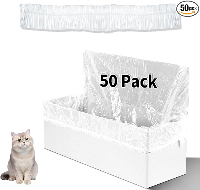 Trash Bags Compatible with Popur X5 Litter Box - with Elastic Band, Thickened Design for Popur X5 Self-Cleaning Cat Litter Box/Home Trash Bags (50 Pcs)