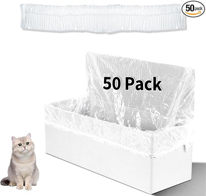Trash Bags Compatible with Popur X5 Litter Box - with Elastic Band, Thickened Design for Popur X5 Self-Cleaning Cat Litter Box/Home Trash Bags (50 Pcs)