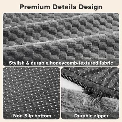JOEJOY XL Orthopedic Dog Beds Large Sized Dog, Extra Large Washable Waterproof Oval Large Dog Bed with Removable Cover, Egg-Crate Foam Pet Bed with Bolster & Non-Skid Bottom, Dark Grey, 42''x32''