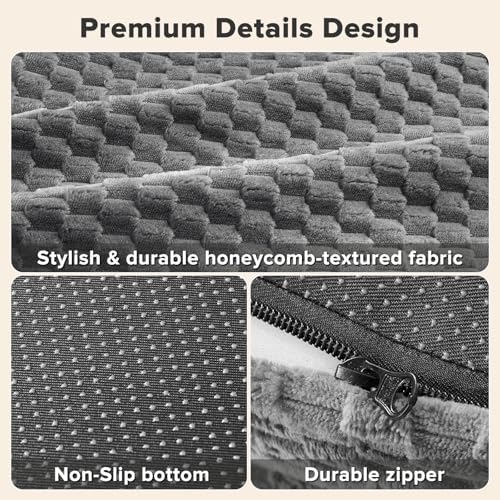JOEJOY Orthopedic Dog Beds Large Sized Dog, Washable Waterproof Oval Large Dog Bed with Removable Cover, Big Egg-Crate Memory Foam Pet Bed with Bolster Sides & Non-Skid Bottom, Dark Grey, 36''x27''