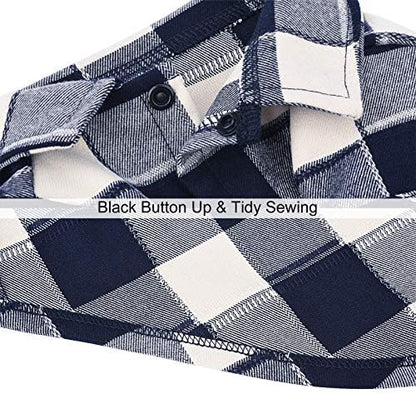 Dog Plaid Shirt for Large Dogs Snap Collared T-Shirt Clothes Blue#1-5XL