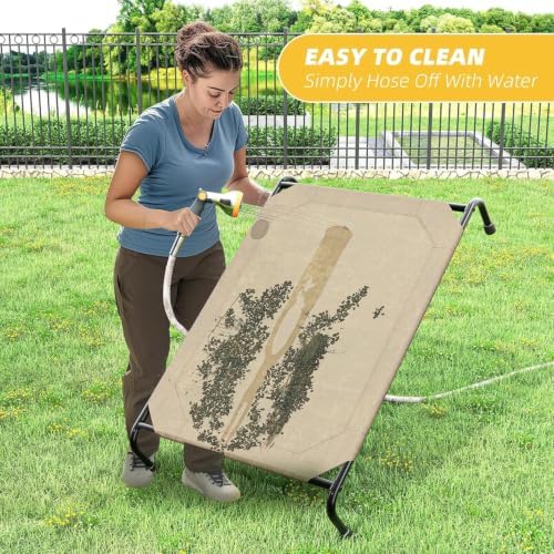 Simple Trending Raised Dog Bed for Large Dogs, Waterproof XL Dog Cot, Brown