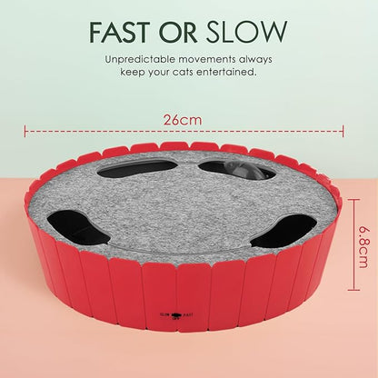 Pawaboo Interactive Cat Toy with Running Mouse, Electronic Motion Cat Toy Automatic Teaser for Indoor Cats, Pop and Play Hide Seek Cats Toys Hunting Mouse for Pet Kitten Play Fun Exercise, Red