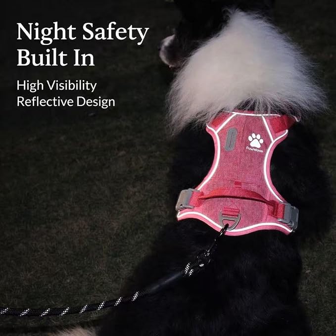 No Pull Dog Harness with Built-in Hidden AirTag & GPS Tracker Holder, Reflective Adjustable Escape-Proof Vest Harness for Small & Medium Dogs (Pink, S)