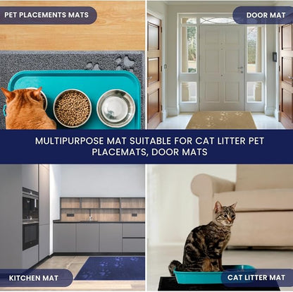 Andalus Small Cat Litter Mat, Pack of 1 - Waterproof, Non-Slip & Easy to Clean Cat Litter Box Mat for Extra Efficient Pet Litter-Trapping, Blue (15.75” X 11.75”)