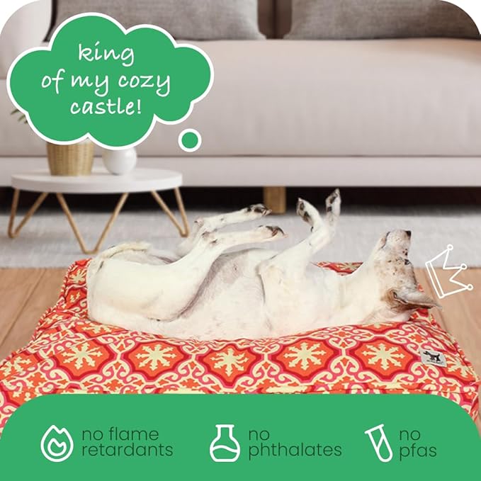 Molly Mutt Small Dog Bed Cover - Papillon Print - Measures 22”x27”x5’’ - 100% Cotton - Durable - Breathable - Sustainable - Machine Washable Dog Bed Cover