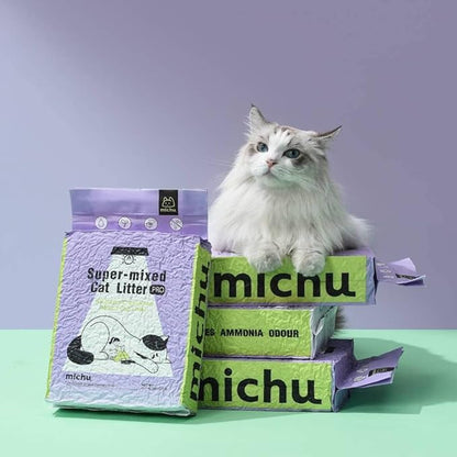 Michu Tofu Cat Litter Natural Clumping Tofu Cat Litter 5.5lb/88oz 5 Scents (Watermelon + Mixed, 2 Pack)