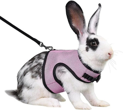 Bunny Harness and Leash Escape Proof Soft Mesh Rabbit Leash and Harness Set