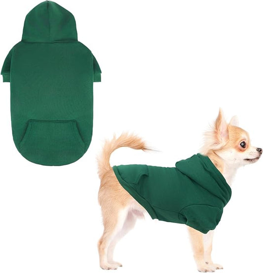 KOOLTAIL Dog Hoodie for Large Medium Small Dogs,Soft&Warm Pet Sweater with Leash Hole and Pocket Boy Girl, Puppy Fall Winter Jacket Clothes,French Pitbull Cold Weather Coat Sweatshirt,Deep Green S