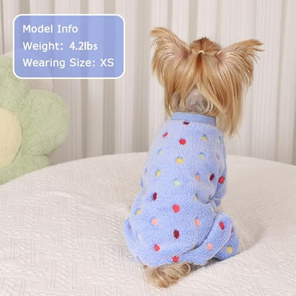 YIKEYO Dog Pajamas for Small Dogs Boy and Girl,Cotton Small Dog Sweater, Stretchable Pet Jammies Puppy Outfits for Dogs Female Male, Winter Doggie Pjs Clothes(Blue, S)