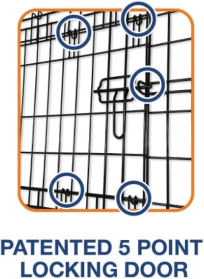 Precision Pet Products Two Door Great Crate Wire Dog Crate, 48 Inch, For Pets 90-125 lbs, With 5-Point Locking System