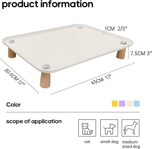 Large Elevated Cat & Dog Bowl Stand,3 inch Height Raised Feeder Compatible with Most Automatic Pet Feeders & Water Fountains, Anti-Slip & Spill-Proof Large Pet Food Tray,17 x 12 Inches (White)