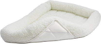 MidWest Homes for Pets QuietTime XXS Dog Bed – White Fleece Bolster, Ultra-Soft and Machine Washable, Fits 18-Inch Crates and Carriers, for Small Dogs and Cats (Pack of 2)