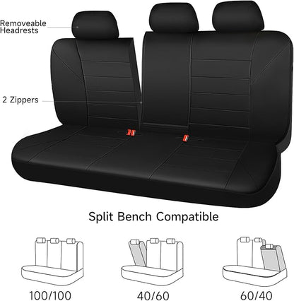 CAR PASS Neoprene Back Seat Cover, Universal Waterproof Bench Rear Seat Cover Universal Wetsuit Car Seat Cover Fit 95% Automotive Interior Covers for Cars Sedans SUVs (Rear,All Black)