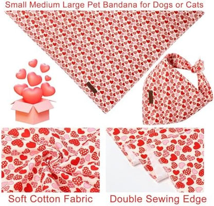 Valentine’s Dog Bandana, UP URARA PUP Valentine Triangle Bid Scarf for Girl Boy Small Medium Dogs or Cats, Adorable Puppy Wedding & Valentine’s Bandana, Cute Soft Cotton Pet Kerchief, S