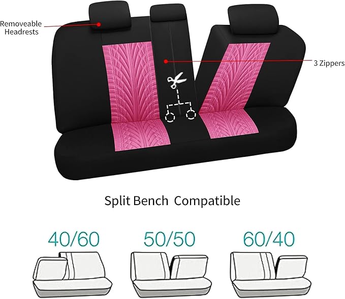 VarCozy Car Seat Covers Full Set, Front & Split Rear Bench for Car, Universal Cloth SUV, Sedan, Van, Automotive Interior Covers, Airbag Compatible